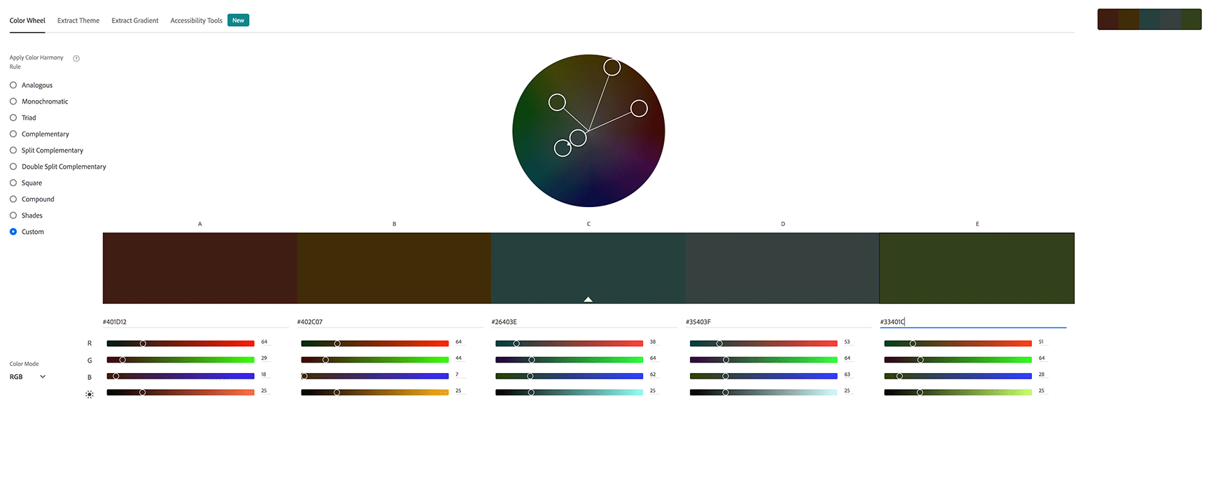 Creative Brand Land Dark Color Palette